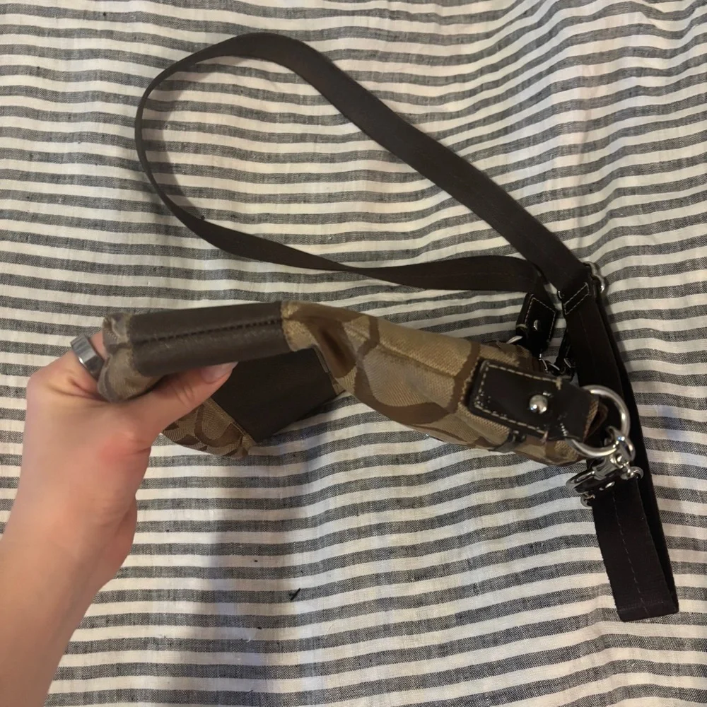 Coach logo C crossbody bag purse, brown, silver hardware, small, vintage Y2K